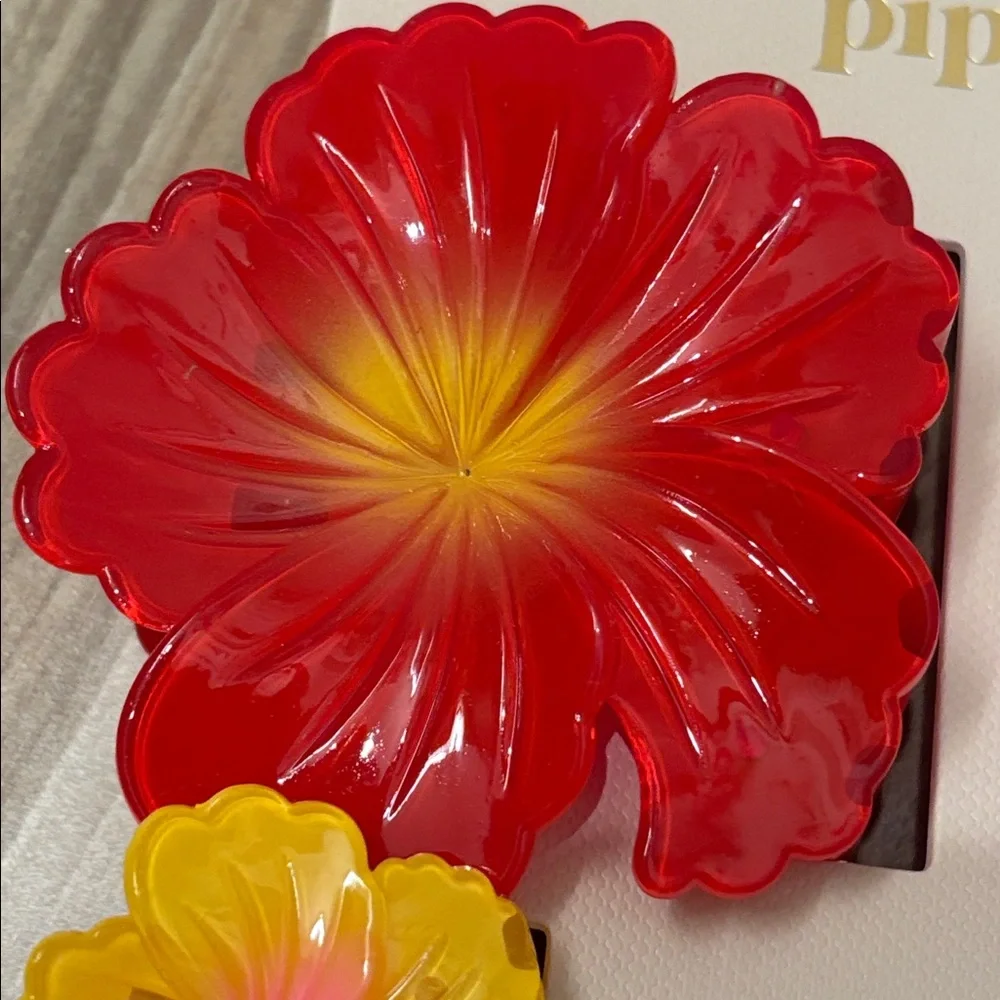 NWT Piper K Hawaiian tropical flower  Hair Clips Set of 6